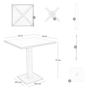 Tavolo da bar verde opaco cm 70 x cm 70 con piano in alluminio verniciato x 3