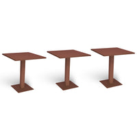 Tavolo da bar rosso mattone cm 70 x cm 70 con piano in alluminio verniciato x 3