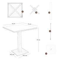Tavolo da bar rosso mattone cm 70 x cm 70 con piano in alluminio verniciato x 3