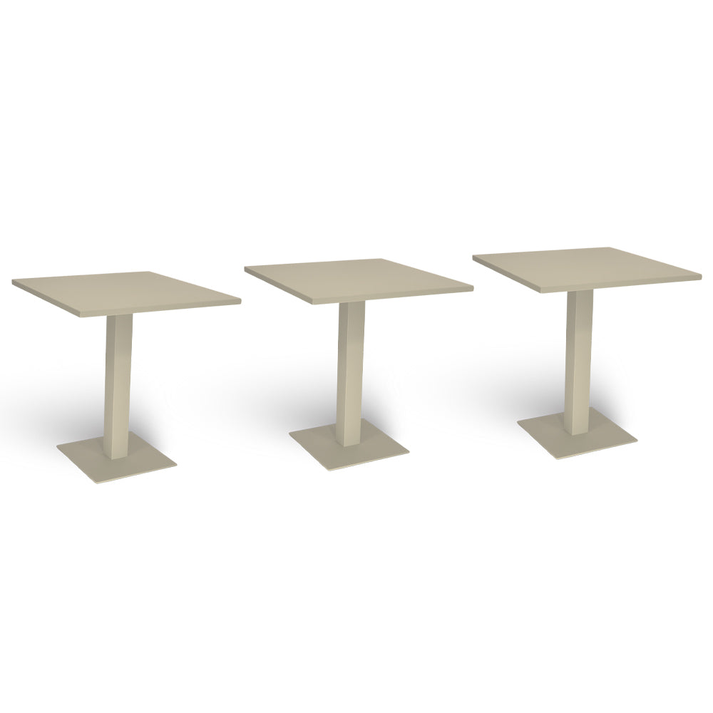 Tavolo da bar beige cm 70 x cm 70 con piano in alluminio verniciato x 3