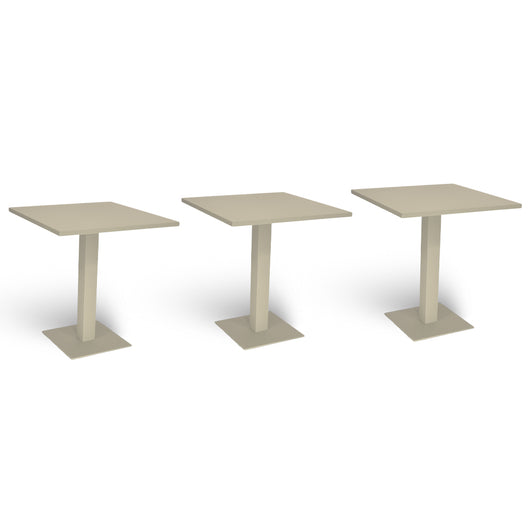 Tavolo da bar beige cm 70 x cm 70 con piano in alluminio verniciato x 3