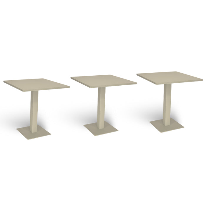 Tavolo da bar beige cm 70 x cm 70 con piano in alluminio verniciato x 3