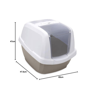 Imac Lettiera Maddy White Tortora - Toilette Chiusa per Gatti di Taglia Grande