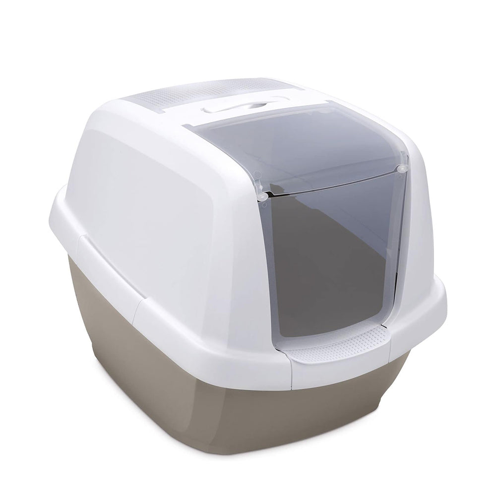 Imac Lettiera Maddy White Tortora - Toilette Chiusa per Gatti di Taglia Grande