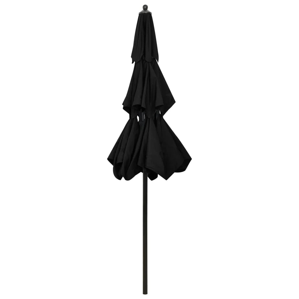 Ombrellone da giardino a 3 livelli con palo in alluminio nero da 2,5 m 02_0008756