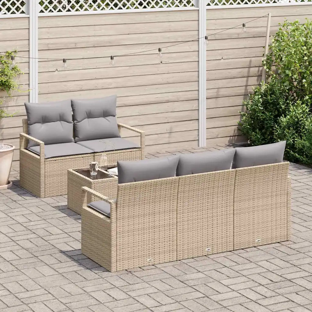 Set di divani con cuscino 6 pcs Beige e grigio polyrattan 3346260