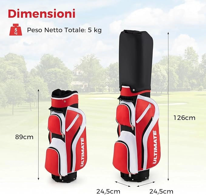 Set Completo di Mazze da Golf da Dona, Include Driver 460CC 1, Fairway 3, Ibrido 4, Ferri 6, 7, 8, 9 e P, Putter, 3 Copri Mazzetta e 1 Borsa per Destrimano