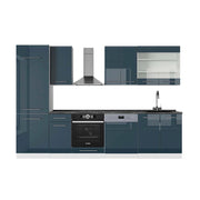 Cucina componibile Fame-Line Blu scuro lucido/Bianco 300 cm, PL Antracite Vicco