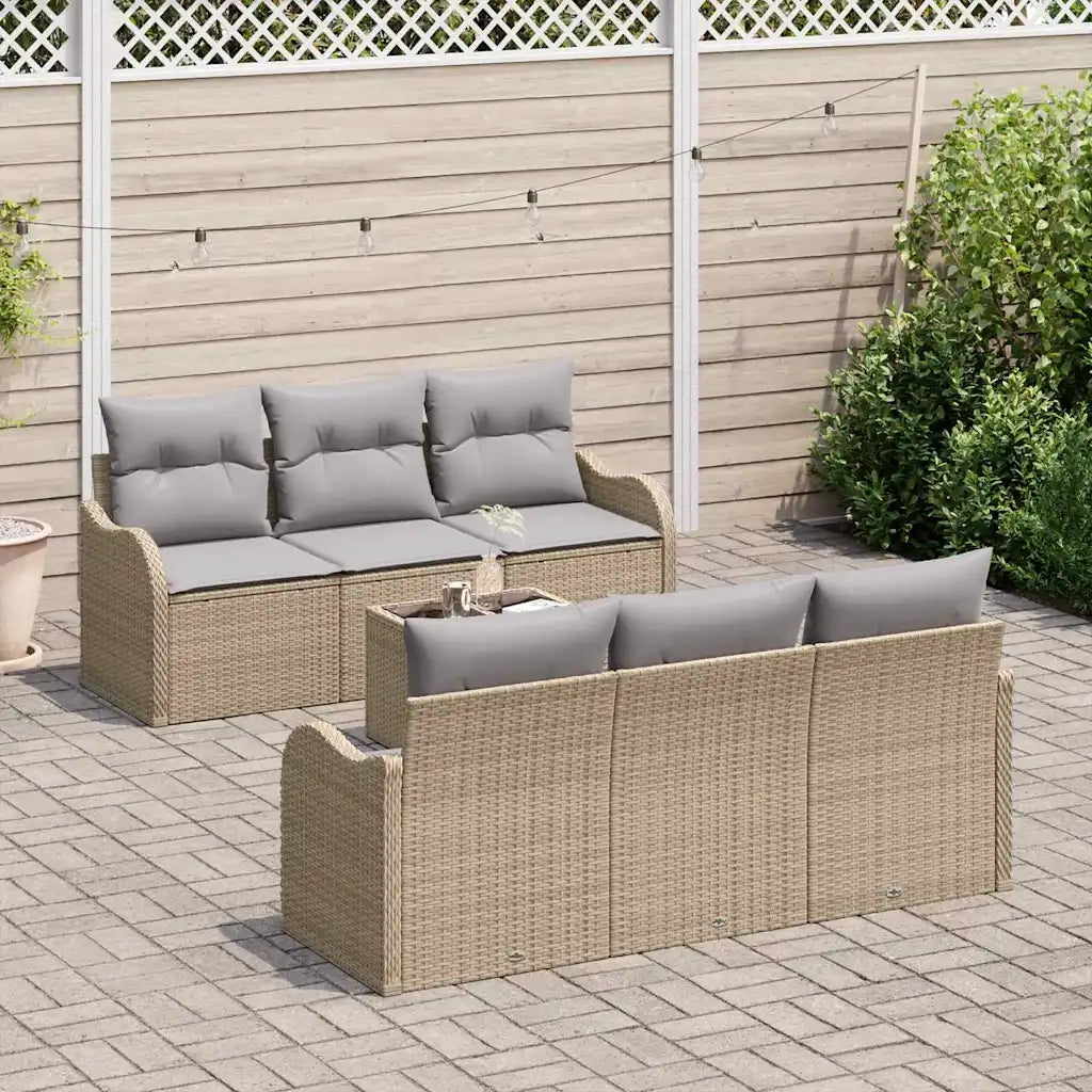 Set Divano da Giardino con cuscino 7 pcs Beige e grigio 3354259