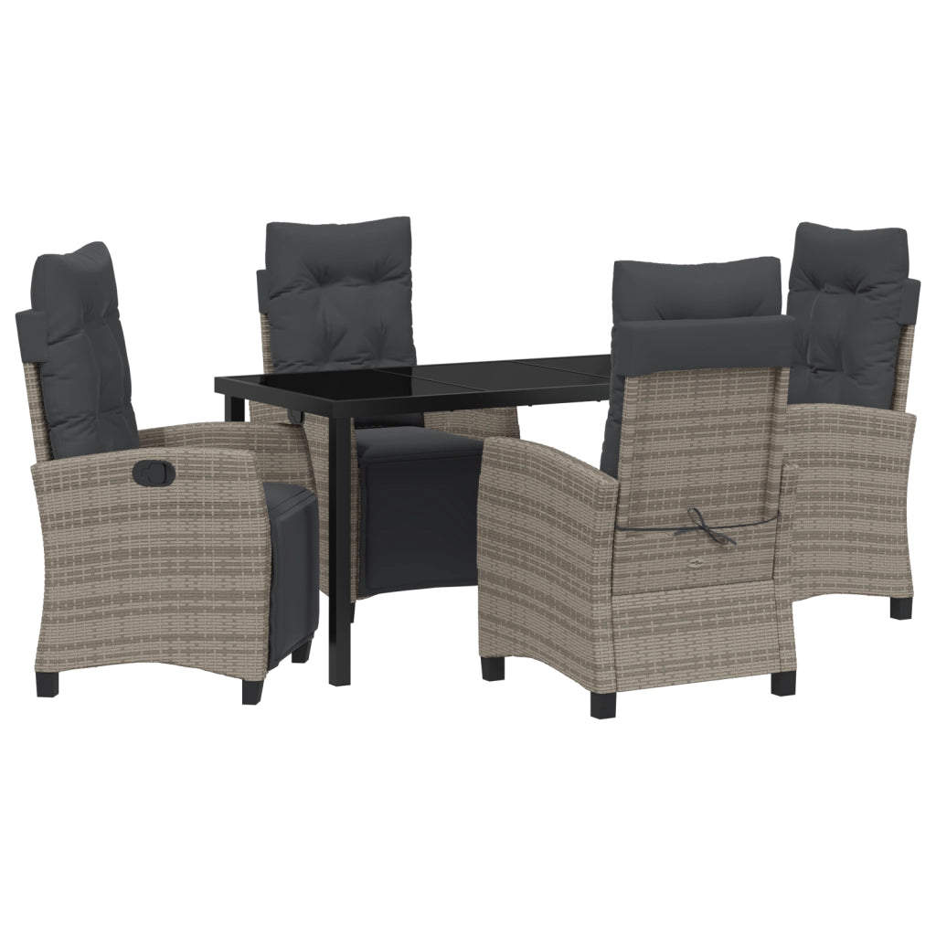 Set da Pranzo da Giardino 5 Pezzi Grigio in Polyrattan