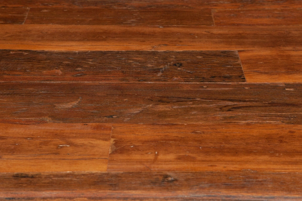 Biscottini Tavolo con base in ferro e piano in legno massello riciclato di rovere