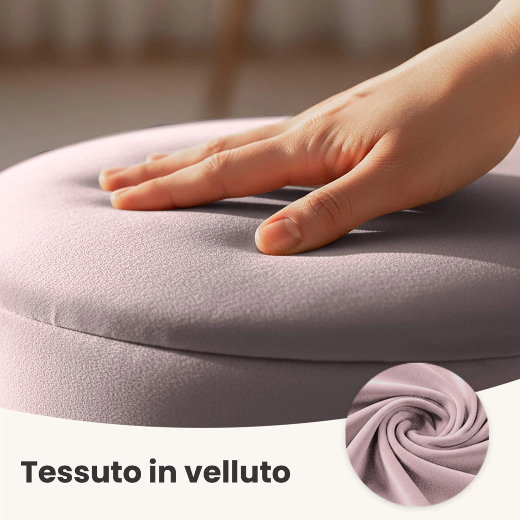 Pouf contenitore cilindrico in velluto 40 cm LUNA Rosa Polvere