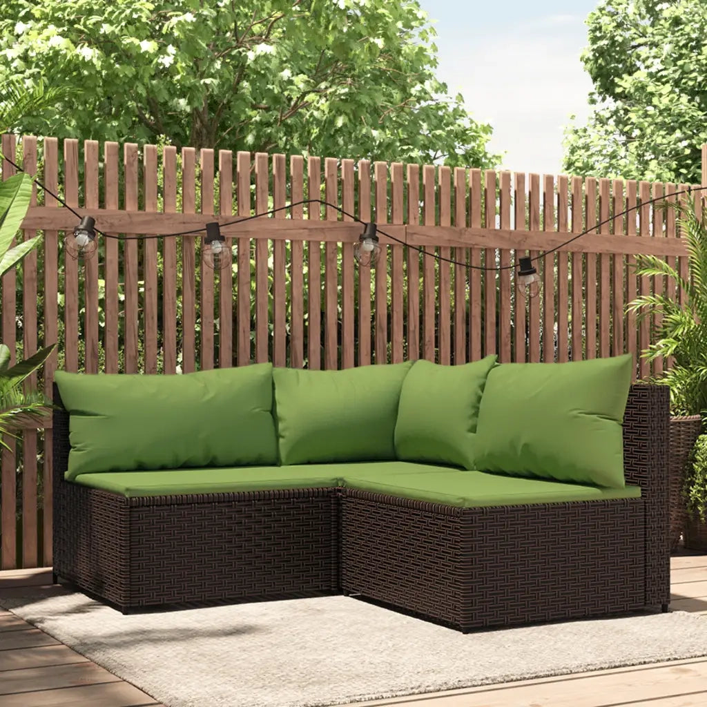 Set Mobili da Giardino 3 pz con Cuscini in Polyrattan Marrone CFW5979427