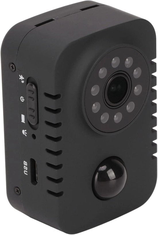 Mini Camera a mano portatile - 1080P HD - Campo visivo ampio - Mini Camera PIR con attacco posteriore - Batteria 1200mAh - Visibilità notturna automatica