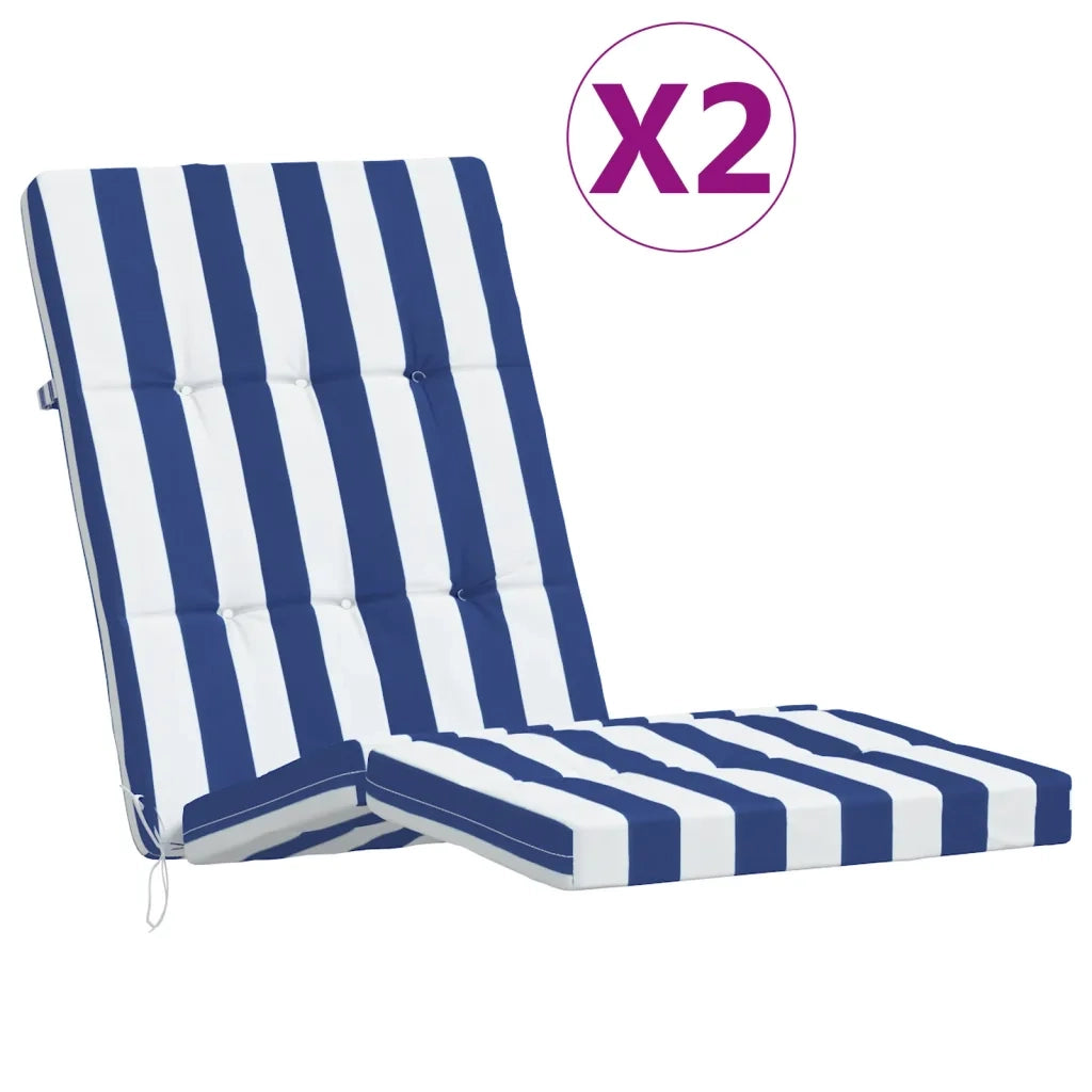 vidaXL Cuscini Sedia a Sdraio 2pz Strisce Bianche e Blu Tessuto Oxford