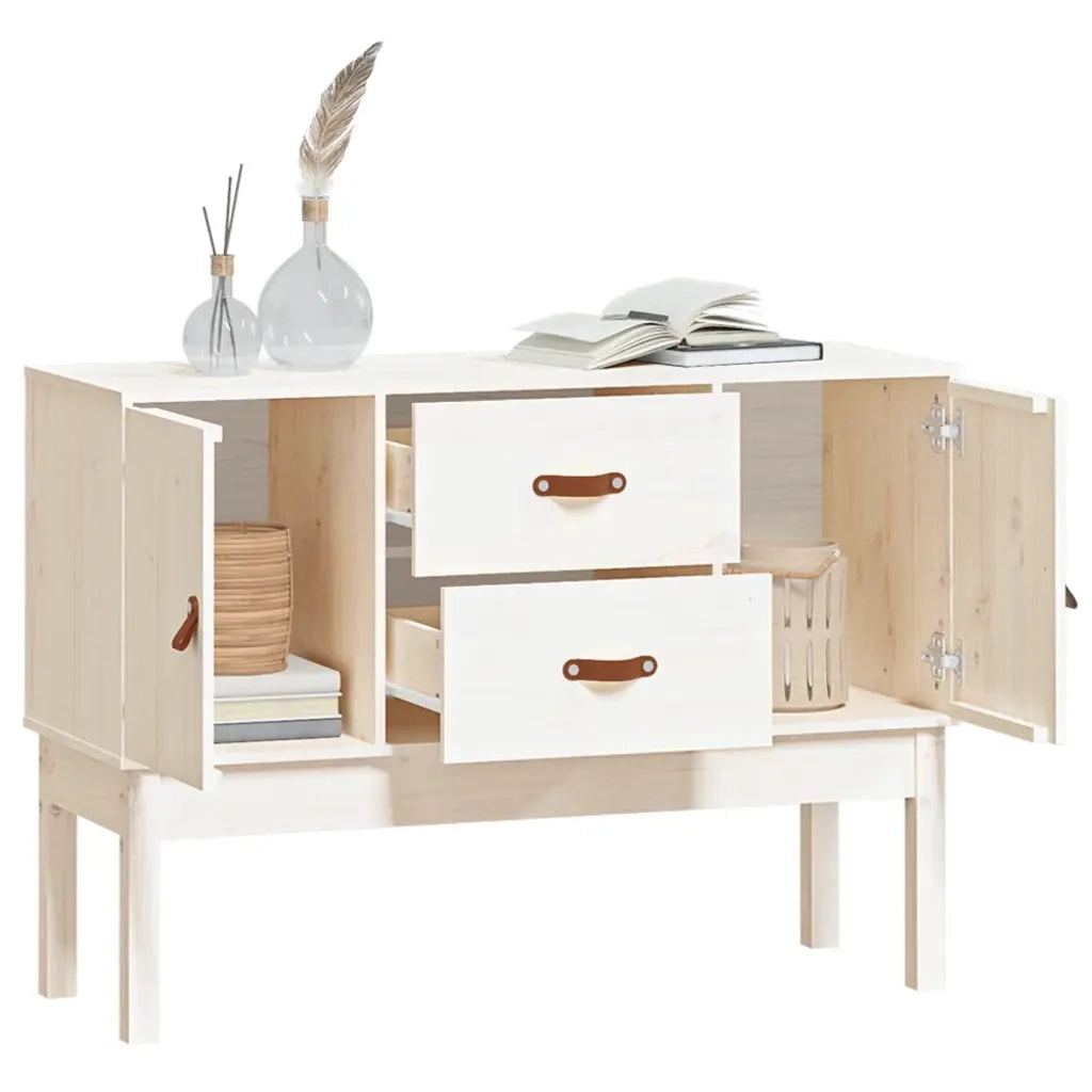 Credenza Bianca 110x40x78 cm in Legno Massello di Pino 823525