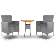 Set da Pranzo per Giardino 3 pz | Set Salotto da Giardino in Polyrattan Grigio