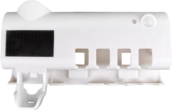 Tappo per spazzolino da denti con sterilizzazione UV, luce LED e dispensatore di pasta da denti automatico - Bianco - Accessori da bagno - Prodotti per l'igiene