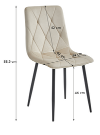 Set di 3 sedie Valora TYRA in velluto nero con gambe in metallo