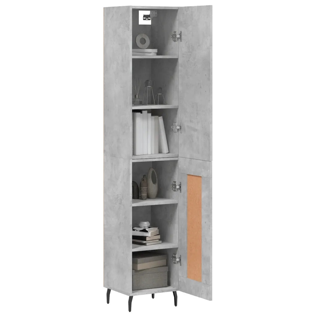 Credenza | Madia | Buffet da pranzo | Armadio da pranzo Grigio Cemento 34,5x34x180 cm in Legno Multistrato