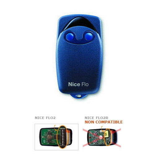 TELECOMANDO RADIOCOMANDO TRASMETTITORE NICE FLO2 BLU ORIGINALE 433,92MHZ 2 TASTI