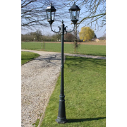 Lampione da Giardino 2 Bracci 230 cm Verde Scuro/Nero Alluminio 40244