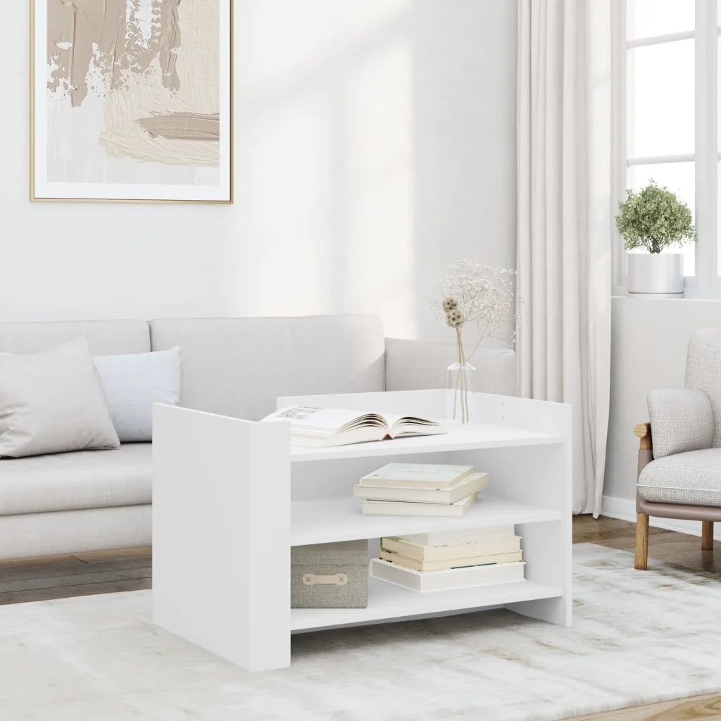 Tavolino da salotto | Tavolino da caff¨¨ | Tavolino da Soggiorno Bianco 80x50x50 cm in Legno Multistrato
