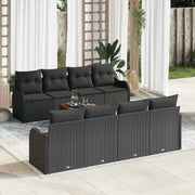 Set Divano da Giardino con archiviazione 9 pcs Nero polyrattan 3356098