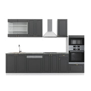 Cucina componibile Fame-Line Antracite-oro/Bianco 300 cm con armadio alto, PL Antracite Vicco