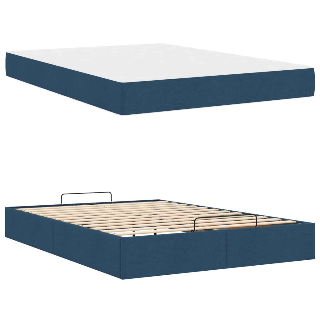 Struttura letto con materasso con materasso 2 pcs Blu Tessuto