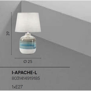 LAMPADA DA TAVOLO APACHE E27 D.25XH39CM AZZURRA.
