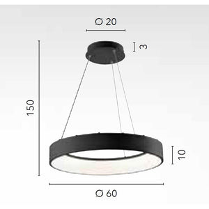 LAMPADARIO LED NOAH 60W 3-4-6500K D.60XH150CM OR.