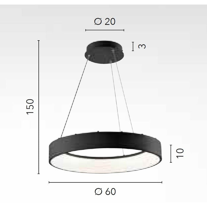 LAMPADARIO LED NOAH 60W 3-4-6500K D.60XH150CM OR.