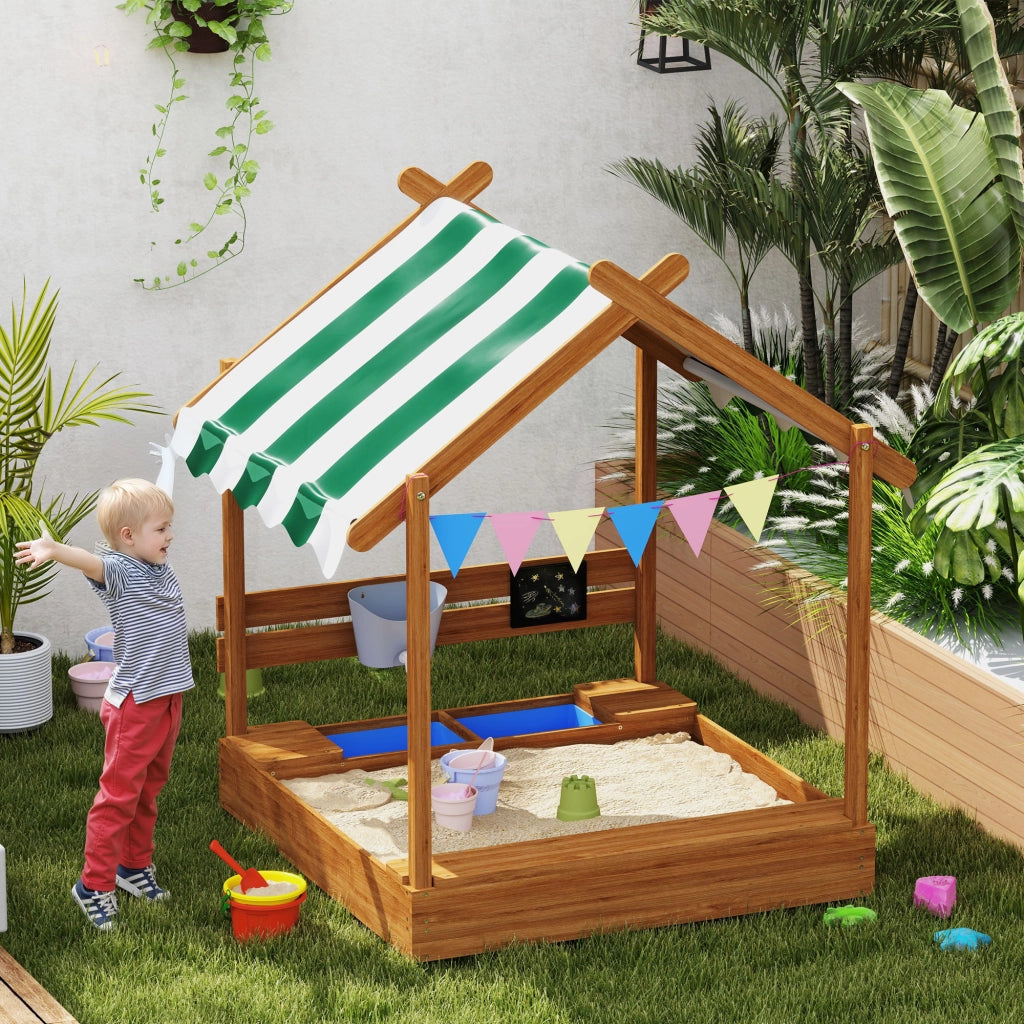 Casetta da Gioco con Sdraio e Sabbiera ¨C zephmum ¨C Legno Massello, 124x116x146 cm, Verde