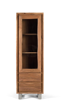 Vetrina in legno massello di acacia con vetro