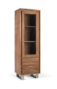 Vetrina in legno massello di acacia con vetro