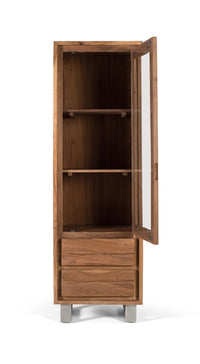 Vetrina in legno massello di acacia con vetro