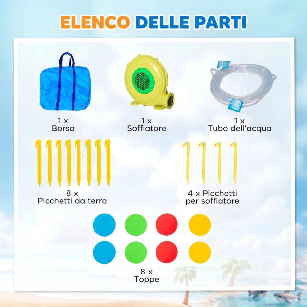 Castello Gonfiabile per Bambini con Scivolo e Piscina ¨C zephmum ¨C 390x300x197cm