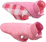 Giacca per cani, Giacca per cani invernale, Impermeabile, Resistente al vento, Giacca per cani reversibile per cani piccoli, medi e grandi, Giacca per cani in cotone con apertura per collare, Riflettente, Calda, Adattabile, Rosa