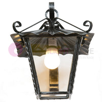 UMBRIA PICCOLA Lanterna Quadrata L. 21 da Parete Ferro Battuto Design Rustico