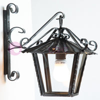 UMBRIA GRANDE Lanterna Quadrata da Parete Ferro Battuto Design Rustico