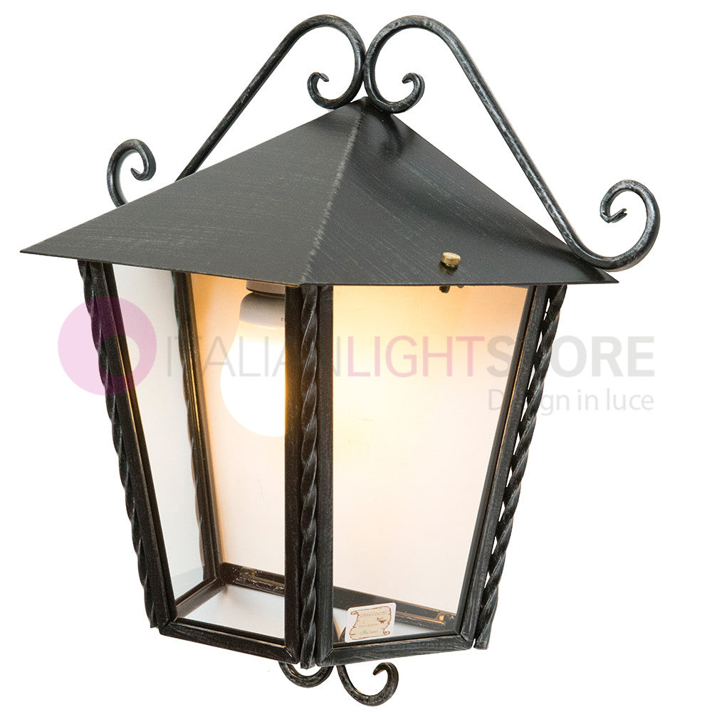 HEIDI Mezza Lanterna da Parete in Ferro Battuto Design Rustico
