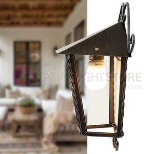 HEIDI Mezza Lanterna da Parete in Ferro Battuto Design Rustico