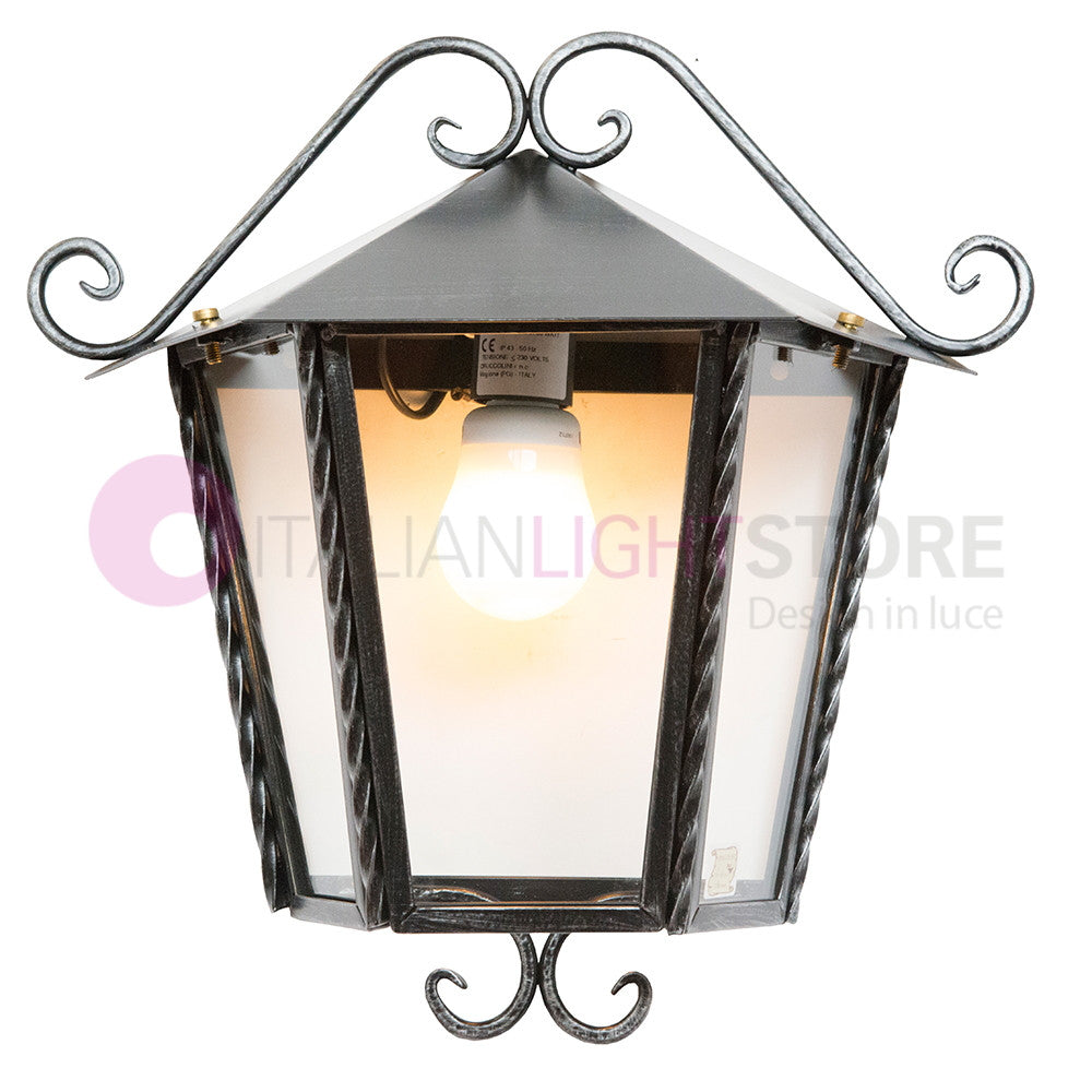 HEIDI Mezza Lanterna da Parete in Ferro Battuto Design Rustico