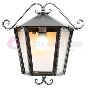 HEIDI Mezza Lanterna da Parete in Ferro Battuto Design Rustico