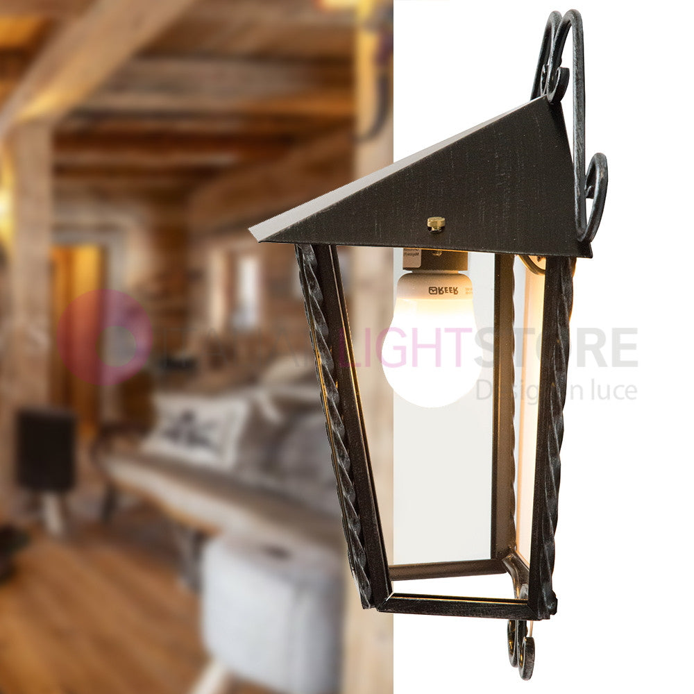 HEIDI Mezza Lanterna da Parete in Ferro Battuto Design Rustico
