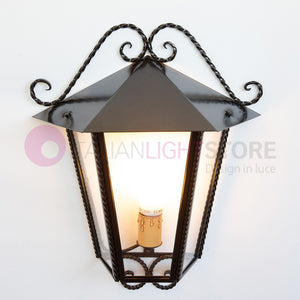 HEIDI Mezza Lanterna da Parete in Ferro Battuto Design Rustico