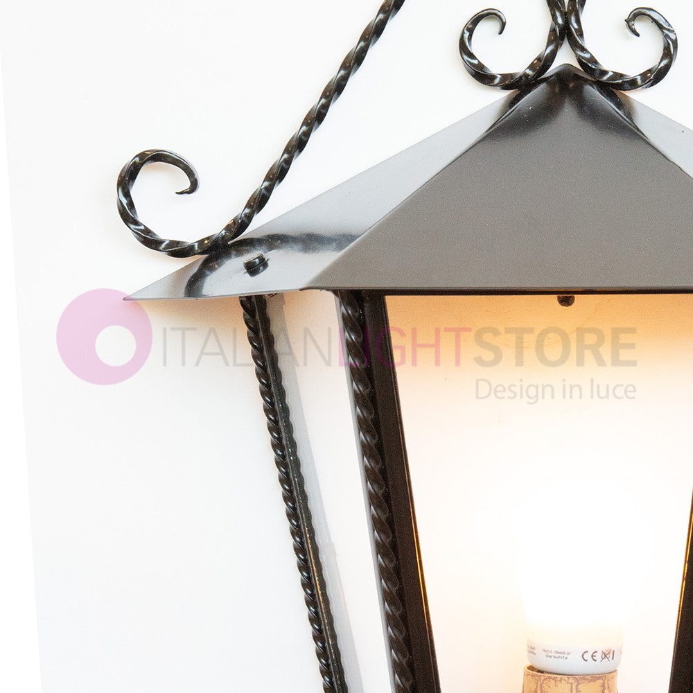 HEIDI Mezza Lanterna da Parete in Ferro Battuto Design Rustico