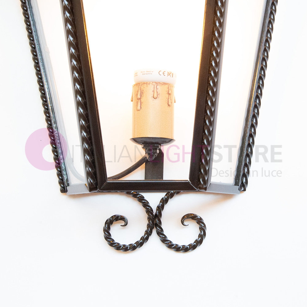 HEIDI Mezza Lanterna da Parete in Ferro Battuto Design Rustico