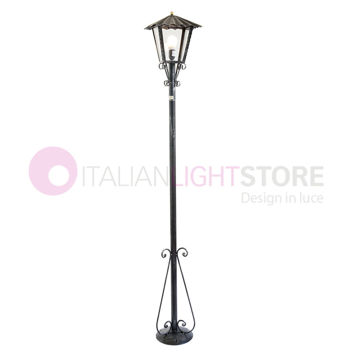 UMBRIA GRANDE Lampione con Lanterna Ferro Battuto Design Rustico